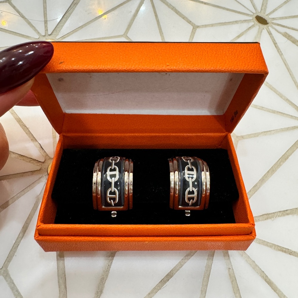 Vintage Hermes enamel clip on earrings